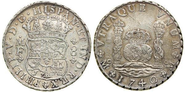 8 Реал Новая Испания (1519 - 1821) Серебро Филипп V король Испании (1683-1746)