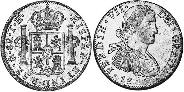 8 Реал Новая Испания (1519 - 1821) Серебро Фердинанд VII король Испании (1784-1833)