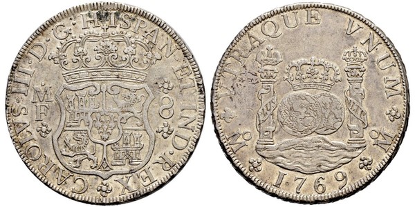 8 Реал Новая Испания (1519 - 1821) Серебро Карл III король Испании (1716 -1788)