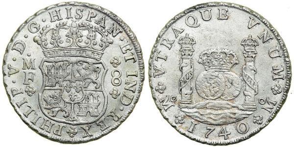 8 Реал Новая Испания (1519 - 1821) Серебро Филипп V король Испании (1683-1746)