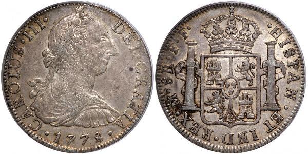 8 Реал Новая Испания (1519 - 1821) Серебро Карл III король Испании (1716 -1788)