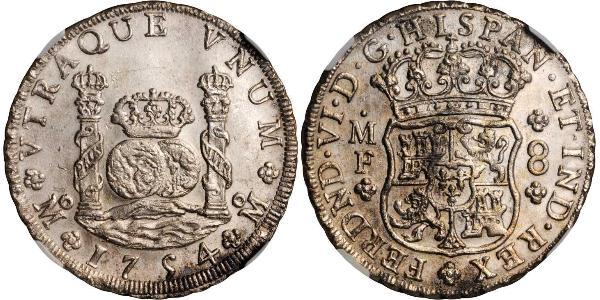 8 Реал Новая Испания (1519 - 1821) Серебро Фердинанд VI  король Испании (1713-1759)