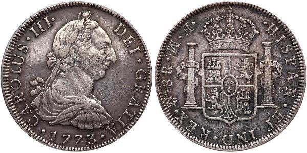 8 Реал Новая Испания (1519 - 1821) Серебро Карл III король Испании (1716 -1788)