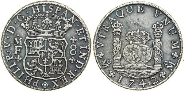 8 Реал Новая Испания (1519 - 1821) Серебро Филипп V король Испании (1683-1746)