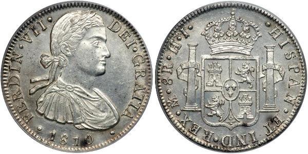 8 Реал Новая Испания (1519 - 1821) Серебро Фердинанд VII король Испании (1784-1833)