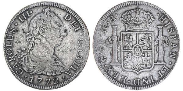 8 Реал Новая Испания (1519 - 1821) Серебро Карл III король Испании (1716 -1788)