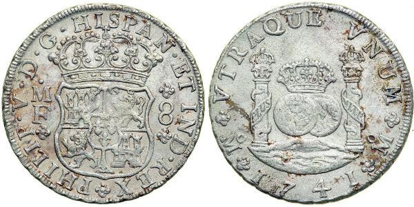 8 Реал Новая Испания (1519 - 1821) Серебро Филипп V король Испании (1683-1746)