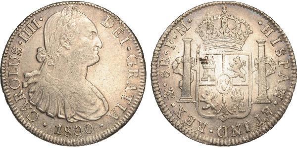 8 Реал Новая Испания (1519 - 1821) Серебро Карл IV король Испании (1748-1819)