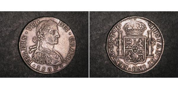 8 Реал Новая Испания (1519 - 1821) Серебро Фердинанд VII король Испании (1784-1833)