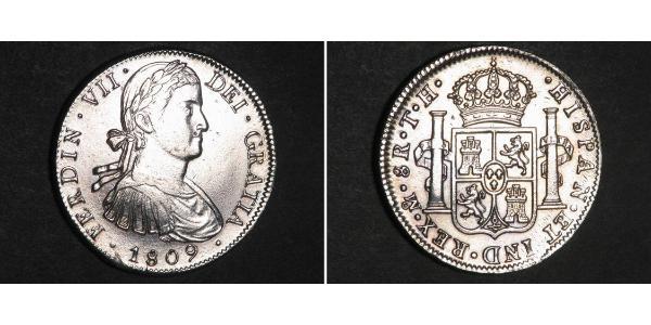 8 Реал Новая Испания (1519 - 1821) Серебро Фердинанд VII король Испании (1784-1833)