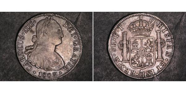 8 Реал Новая Испания (1519 - 1821) Серебро Карл IV король Испании (1748-1819)