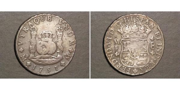 8 Реал Новая Испания (1519 - 1821) Серебро Фердинанд VI  король Испании (1713-1759)