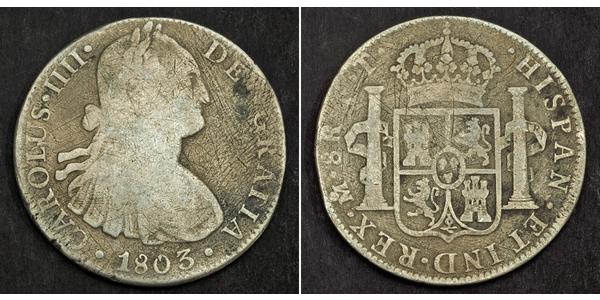 8 Реал Новая Испания (1519 - 1821) Серебро Карл IV король Испании (1748-1819)