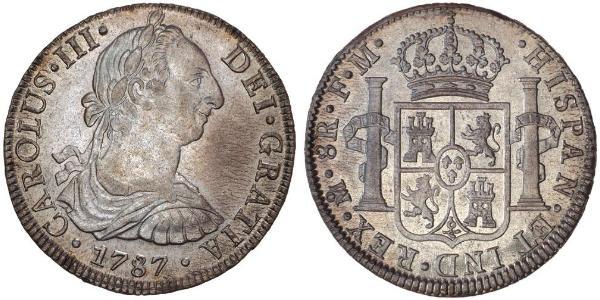 8 Реал Новая Испания (1519 - 1821) Серебро Карл III король Испании (1716 -1788)