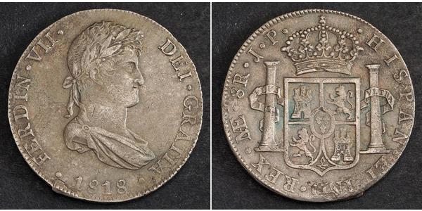 8 Реал Перу Серебро Фердинанд VII король Испании (1784-1833)