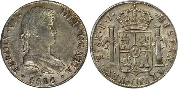 8 Реал Рио-де-ла-Плата (вице-королевство) (1776 - 1814) / Боливия Серебро Фердинанд VII король Испании (1784-1833)