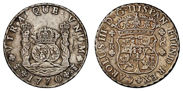 8 Реал Віце-королівство Перу (1542 - 1824) / Болівія Срібло Карл III король Іспанії (1716 -1788)