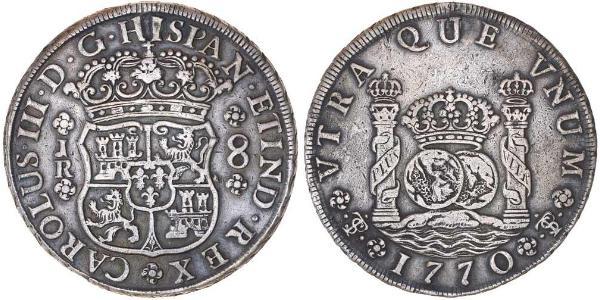 8 Реал Віце-королівство Перу (1542 - 1824) / Болівія Срібло Карл III король Іспанії (1716 -1788)