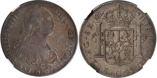 8 Реал Гватемала Срібло Карл IV король Іспанії  (1748-1819)