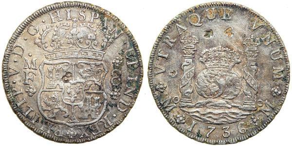 8 Реал Нова Іспанія (1519 - 1821) Срібло Філіп V король Іспанії  (1683-1746)