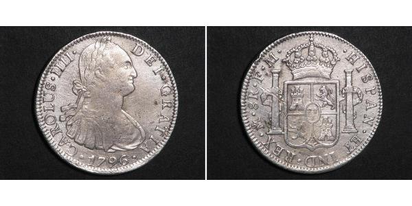 8 Реал Нова Іспанія (1519 - 1821) Срібло Карл IV король Іспанії  (1748-1819)