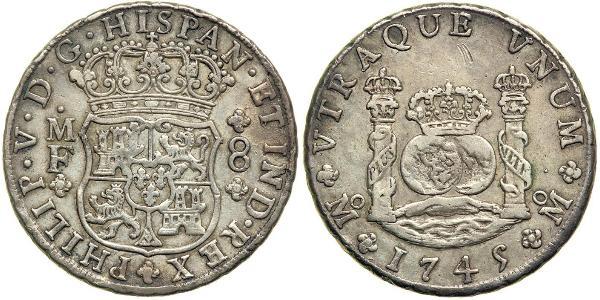 8 Реал Нова Іспанія (1519 - 1821) Срібло Філіп V король Іспанії  (1683-1746)