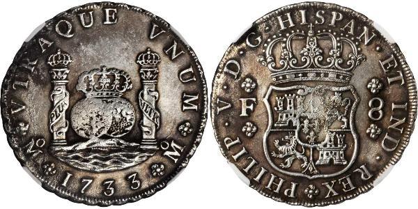 8 Реал Нова Іспанія (1519 - 1821) Срібло Філіп V король Іспанії  (1683-1746)
