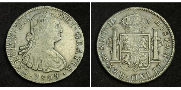 8 Реал Нова Іспанія (1519 - 1821) Срібло Карл IV король Іспанії  (1748-1819)
