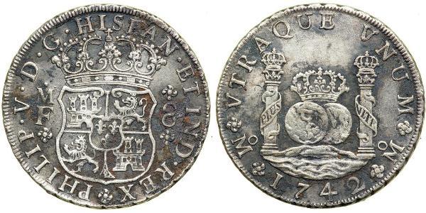 8 Реал Нова Іспанія (1519 - 1821) Срібло Філіп V король Іспанії  (1683-1746)