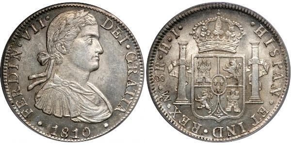 8 Реал Нова Іспанія (1519 - 1821) Срібло Фердинанд VII король Іспанії (1784-1833)