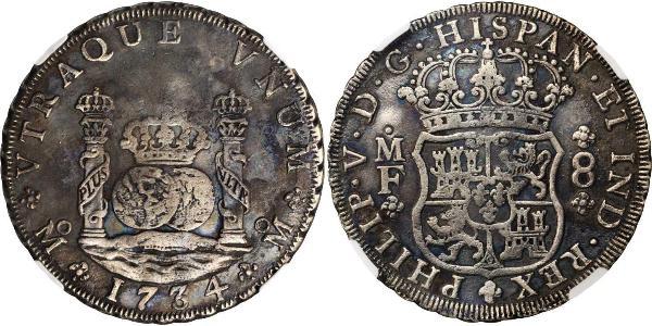 8 Реал Нова Іспанія (1519 - 1821) Срібло Філіп V король Іспанії  (1683-1746)