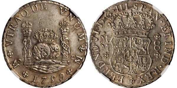 8 Реал Нова Іспанія (1519 - 1821) Срібло Фердинанд VI  король Іспаніі (1713-1759)