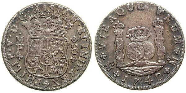 8 Реал Нова Іспанія (1519 - 1821) Срібло Філіп V король Іспанії  (1683-1746)