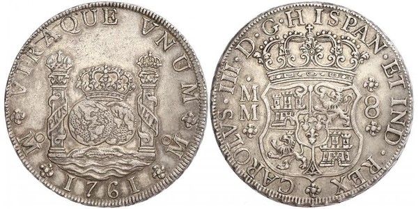 8 Реал Нова Іспанія (1519 - 1821) Срібло Карл III король Іспанії (1716 -1788)
