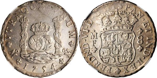 8 Реал Нова Іспанія (1519 - 1821) Срібло Фердинанд VI  король Іспаніі (1713-1759)