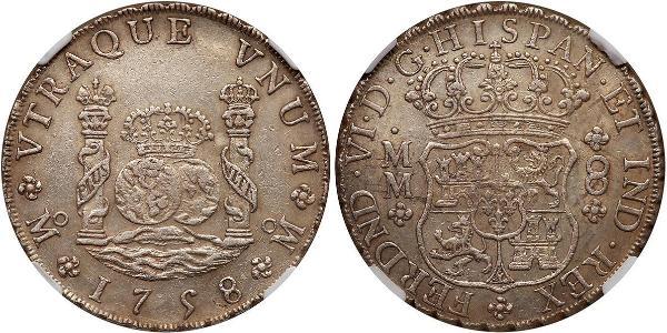 8 Реал Нова Іспанія (1519 - 1821) Срібло Фердинанд VI  король Іспаніі (1713-1759)