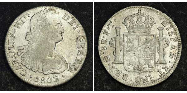 8 Реал Нова Іспанія (1519 - 1821) Срібло Карл IV король Іспанії  (1748-1819)