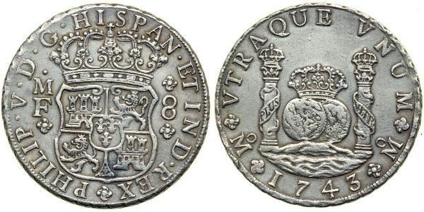 8 Реал Нова Іспанія (1519 - 1821) Срібло Філіп V король Іспанії  (1683-1746)