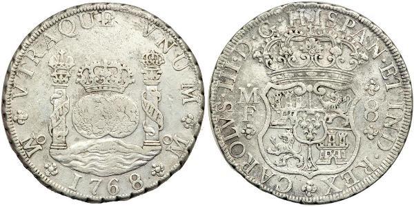 8 Реал Нова Іспанія (1519 - 1821) Срібло Карл III король Іспанії (1716 -1788)