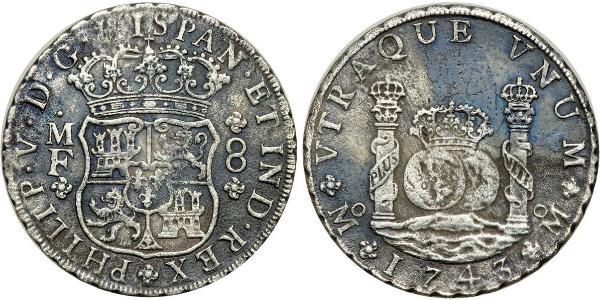 8 Реал Нова Іспанія (1519 - 1821) Срібло Філіп V король Іспанії  (1683-1746)