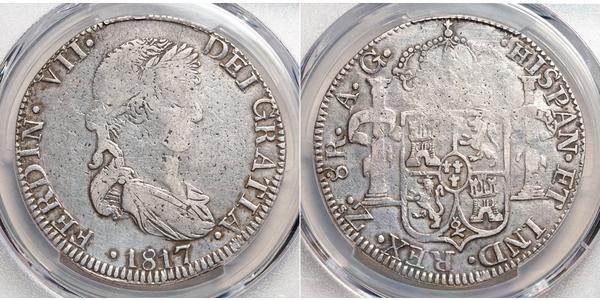 8 Реал Перша Мексиканська імперія (1821 - 1823) Срібло Фердинанд VII король Іспанії (1784-1833)