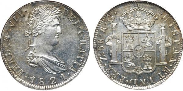 8 Реал Перша Мексиканська імперія (1821 - 1823) Срібло Фердинанд VII король Іспанії (1784-1833)