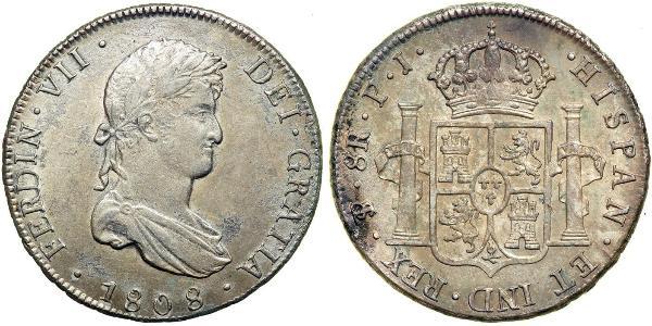 8 Реал Ріо-де-ла-Плата (віце-королівство) (1776 - 1814) / Болівія Срібло Фердинанд VII король Іспанії (1784-1833)