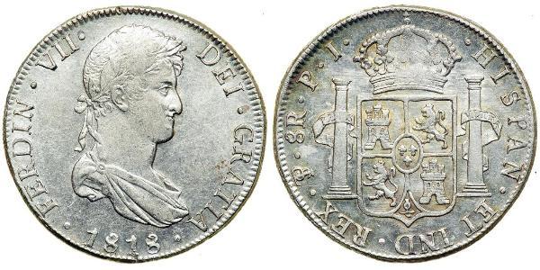 8 Реал Ріо-де-ла-Плата (віце-королівство) (1776 - 1814) / Болівія Срібло Фердинанд VII король Іспанії (1784-1833)