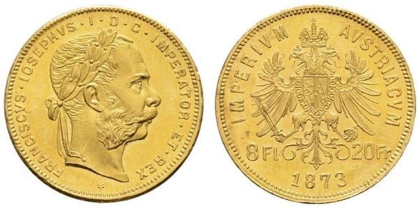8 Флорин / 20 Франк Австро-Венгрия (1867-1918) Золото Франц Иосиф I (1830 - 1916)