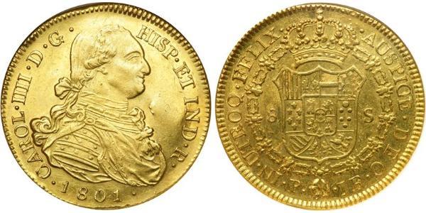 8 Эскудо Новая Гранада (1717 - 1819) Золото Карл IV король Испании (1748-1819)