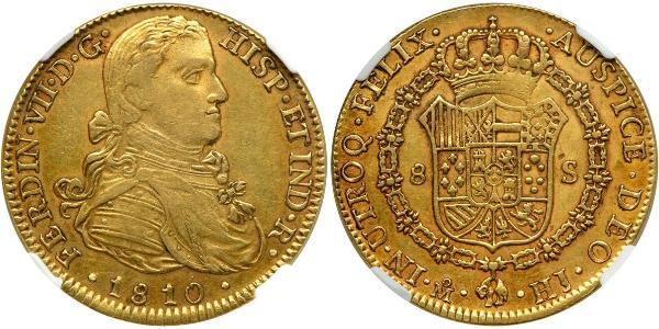 8 Эскудо Новая Испания (1519 - 1821) Золото Фердинанд VII король Испании (1784-1833)