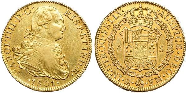 8 Эскудо Новая Испания (1519 - 1821) Золото Карл IV король Испании (1748-1819)