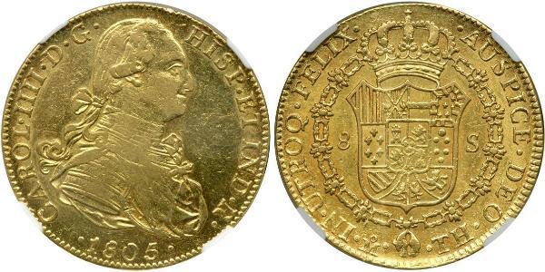 8 Эскудо Новая Испания (1519 - 1821) Золото Карл IV король Испании (1748-1819)