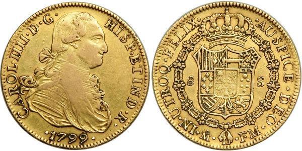 8 Эскудо Новая Испания (1519 - 1821) Золото Карл IV король Испании (1748-1819)
